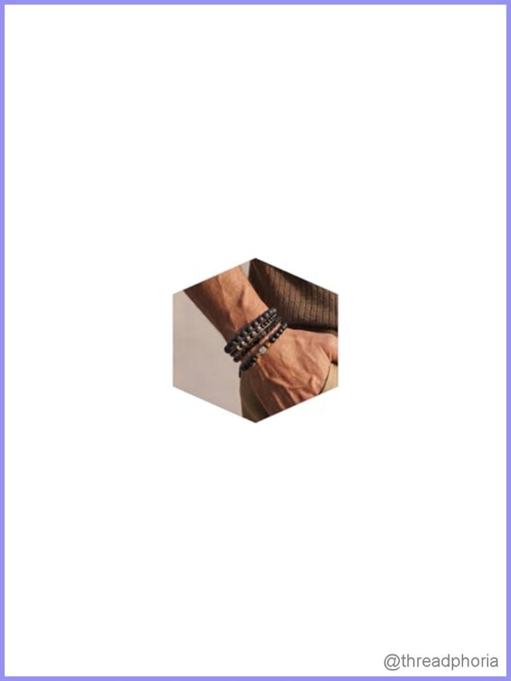 Natural Stone Beaded Bracelet Set | Stretchable Elastic | Men's Stackable